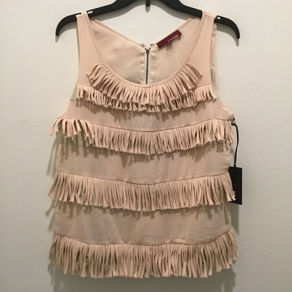 Line & Dot fringe top, size large, NWT